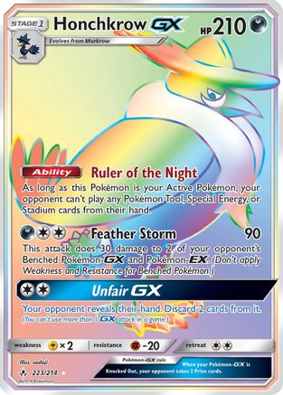 SM  Unbroken Bonds  223 Honchkrow GX (Secret)  - Holofoil - Secret Rare