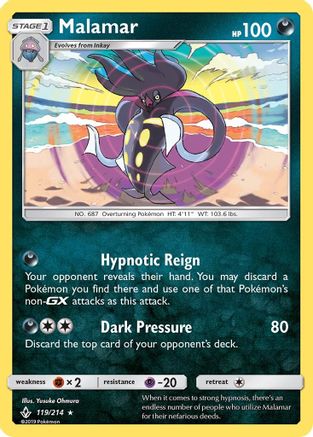 SM  Unbroken Bonds  119 Malamar  - Holofoil - Holo Rare