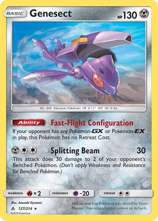 SM  Unbroken Bonds  127/214 Genesect  - Reverse Holofoil - Rare