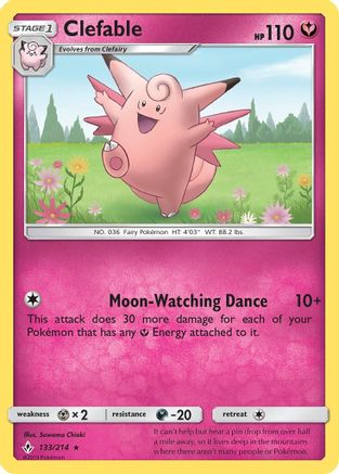 SM  Unbroken Bonds  133/214 Clefable  - Reverse Holofoil - Rare