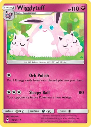 SM  Unbroken Bonds  135/214 Wigglytuff  - Rare