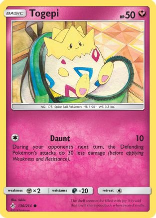 SM  Unbroken Bonds  136/214 Togepi  - Common
