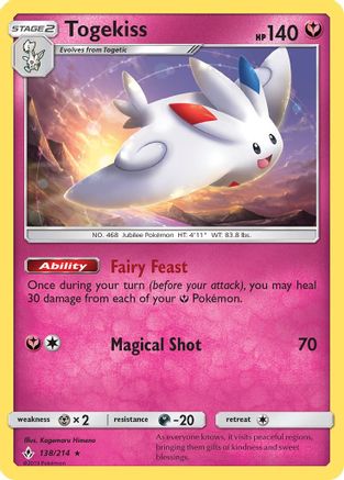 SM  Unbroken Bonds  138/214 Togekiss  - Reverse Holofoil - Holo Rare