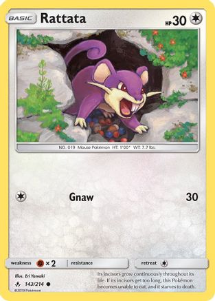SM  Unbroken Bonds  143/214 Rattata  - Common