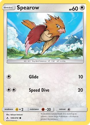 SM  Unbroken Bonds  145/214 Spearow  - Common