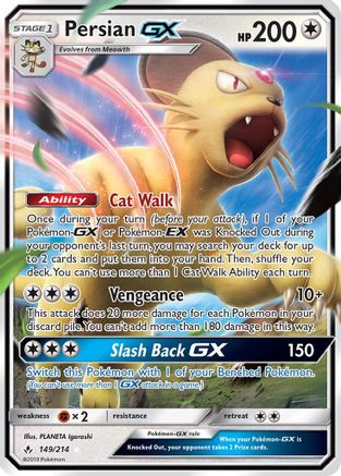 SM  Unbroken Bonds  149/214 Persian GX  - Holofoil - Ultra Rare