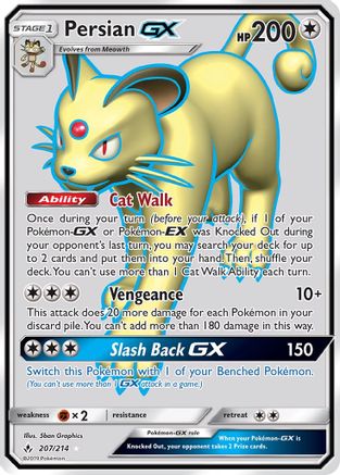 SM  Unbroken Bonds  207/214 Persian GX (Full Art)  - Holofoil - Ultra Rare