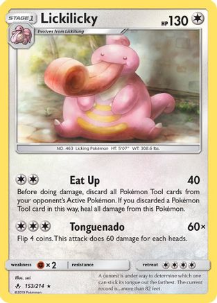 SM  Unbroken Bonds  153 Lickilicky  - Rare