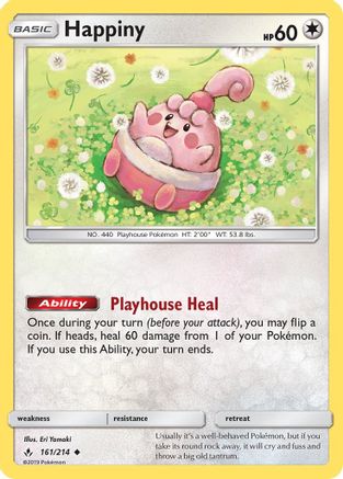 SM  Unbroken Bonds  161/214 Happiny  - Reverse Holofoil - Uncommon