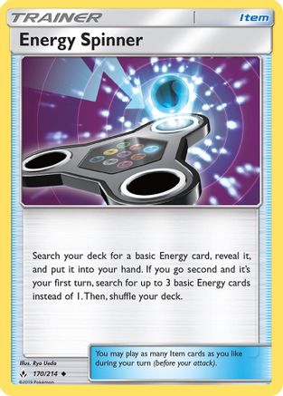 SM  Unbroken Bonds  170/214 Energy Spinner  - Reverse Holofoil - Uncommon