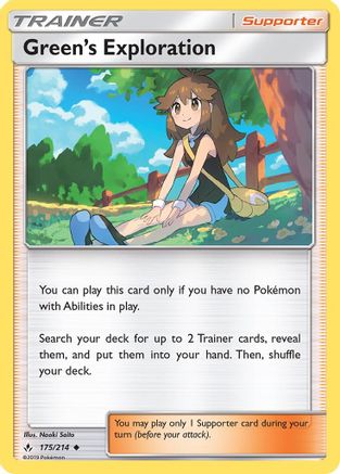 SM  Unbroken Bonds  175/214 Green's Exploration  - Reverse Holofoil - Uncommon