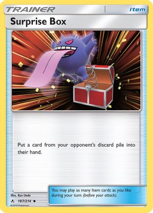 SM  Unbroken Bonds  187/214 Surprise Box  - Reverse Holofoil - Uncommon