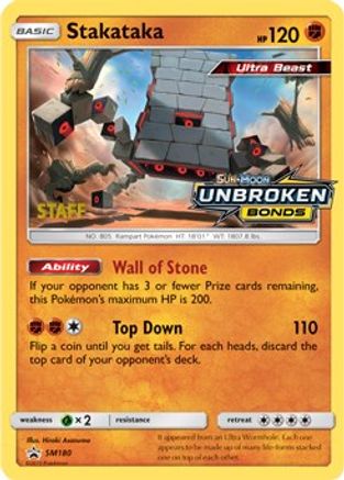 SM Promos  Stakataka - SM180 (Prerelease) [Staff]  - Holofoil - Promo