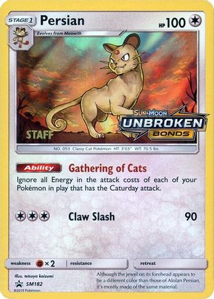 SM Promos  Persian - SM182 (Prerelease) [Staff]  - Holofoil - Promo