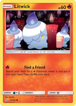 SM  Unified Minds  027/236 Litwick (27)  - Reverse Holofoil - Common