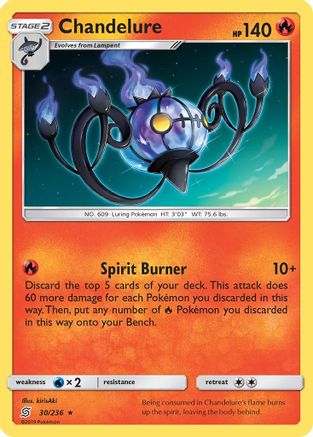 SM  Unified Minds  030/236 Chandelure  - Reverse Holofoil - Holo Rare