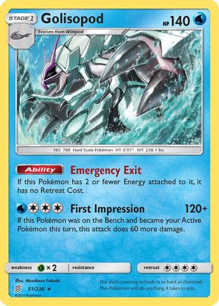 SM  Unified Minds  051/236 Golisopod  - Holofoil - Holo Rare