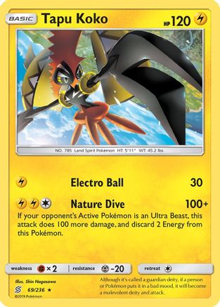 SM  Unified Minds  069 Tapu Koko  - Reverse Holofoil - Holo Rare
