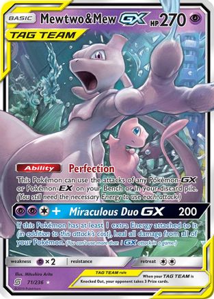 SM  Unified Minds  071/236 Mewtwo & Mew GX  - Holofoil - Ultra Rare