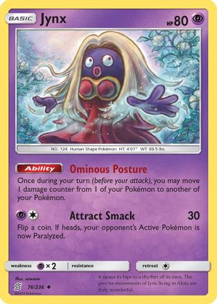 SM  Unified Minds  076/236 Jynx  - Reverse Holofoil - Uncommon