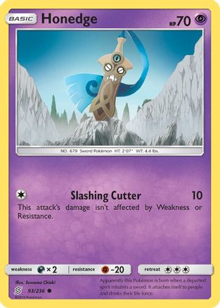 SM  Unified Minds  093/236 Honedge (93)  - Reverse Holofoil - Common
