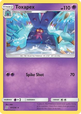 SM  Unified Minds  097/236 Toxapex  - Reverse Holofoil - Rare