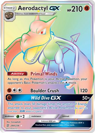 SM  Unified Minds  244 Aerodactyl GX (Secret)  - Holofoil - Secret Rare