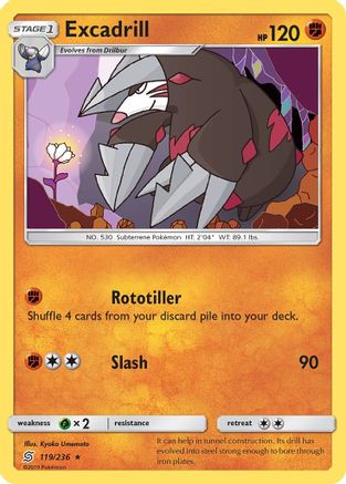 SM  Unified Minds  119 Excadrill  - Reverse Holofoil - Rare