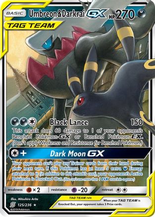 SM  Unified Minds  125/236 Umbreon & Darkrai GX  - Holofoil - Ultra Rare
