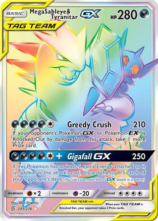 SM  Unified Minds  245 Mega Sableye & Tyranitar GX (Secret)  - Holofoil - Secret Rare