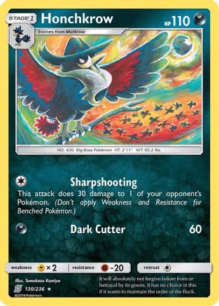 SM  Unified Minds  130/236 Honchkrow  - Reverse Holofoil - Rare