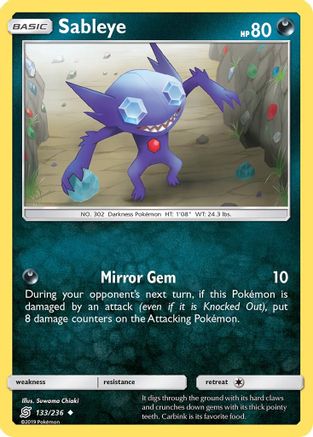 SM  Unified Minds  133/236 Sableye  - Uncommon
