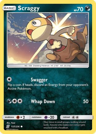 SM  Unified Minds  137/236 Scraggy  - Reverse Holofoil - Common