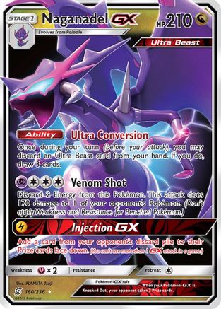 SM  Unified Minds  160/236 Naganadel GX  - Holofoil - Ultra Rare