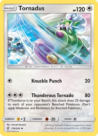 SM  Unified Minds  178 Tornadus  - Reverse Holofoil - Uncommon