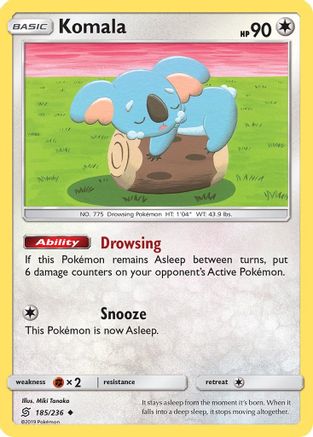 SM  Unified Minds  185 Komala  - Reverse Holofoil - Uncommon