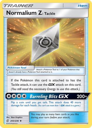 SM  Unified Minds  203 Normalium Z: Tackle  - Uncommon