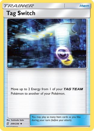 SM  Unified Minds  209 Tag Switch  - Reverse Holofoil - Uncommon