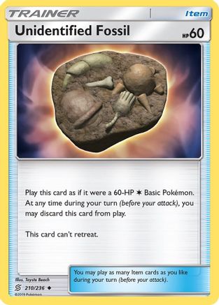 SM  Unified Minds  210/236 Unidentified Fossil  - Reverse Holofoil - Uncommon