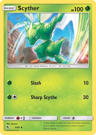 Hidden Fates  005/68 Scyther  - Reverse Holofoil - Uncommon