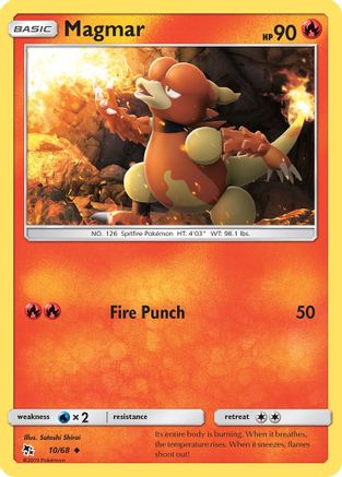 Hidden Fates  010/68 Magmar  - Reverse Holofoil - Uncommon