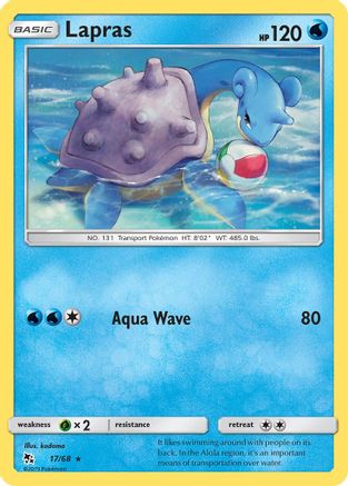 Hidden Fates  017/68 Lapras  - Reverse Holofoil - Rare