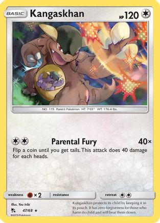 Hidden Fates  047/68 Kangaskhan  - Reverse Holofoil - Rare