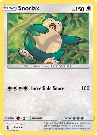 Hidden Fates  050/68 Snorlax  - Reverse Holofoil - Rare