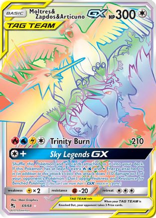 Hidden Fates  069/68 Moltres & Zapdos & Articuno GX (Secret)  - Holofoil - Secret Rare
