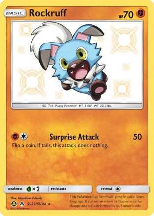 Hidden Fates Shiny Vault  SV23/SV94 Rockruff  - Holofoil - Shiny Holo Rare