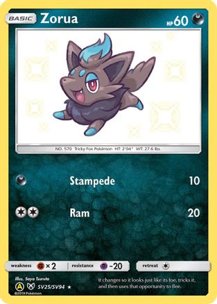 Hidden Fates Shiny Vault  SV25/SV94 Zorua  - Holofoil - Shiny Holo Rare