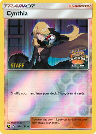 League & Championship Cards /156 Cynthia - 119a/156 (Regional Championships) [Staff]  - Reverse Holofoil - Promo