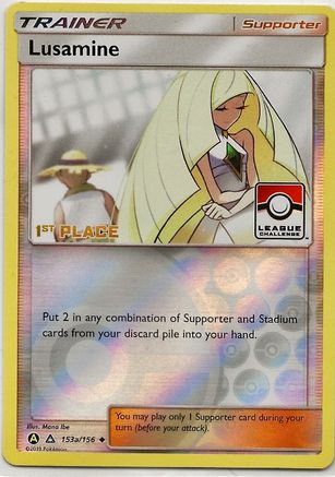 League & Championship Cards /156 Lusamine - 153a/156 (League Challenge) [1st Place]  - Reverse Holofoil - Promo