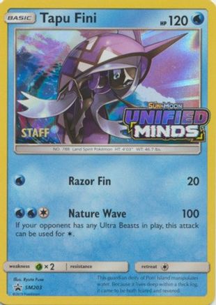 SM Promos  Tapu Fini - SM203 (Prerelease) [Staff]  - Holofoil - Promo